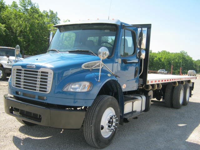 trucks and trailers fitted for truck-mounted forklifts for sale - Moffett/Freightliner, International, etc.